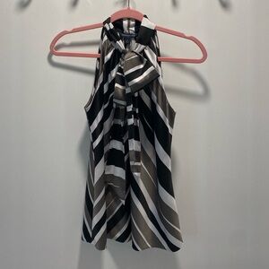 Banana Republic Black and Gray Striped Blouse